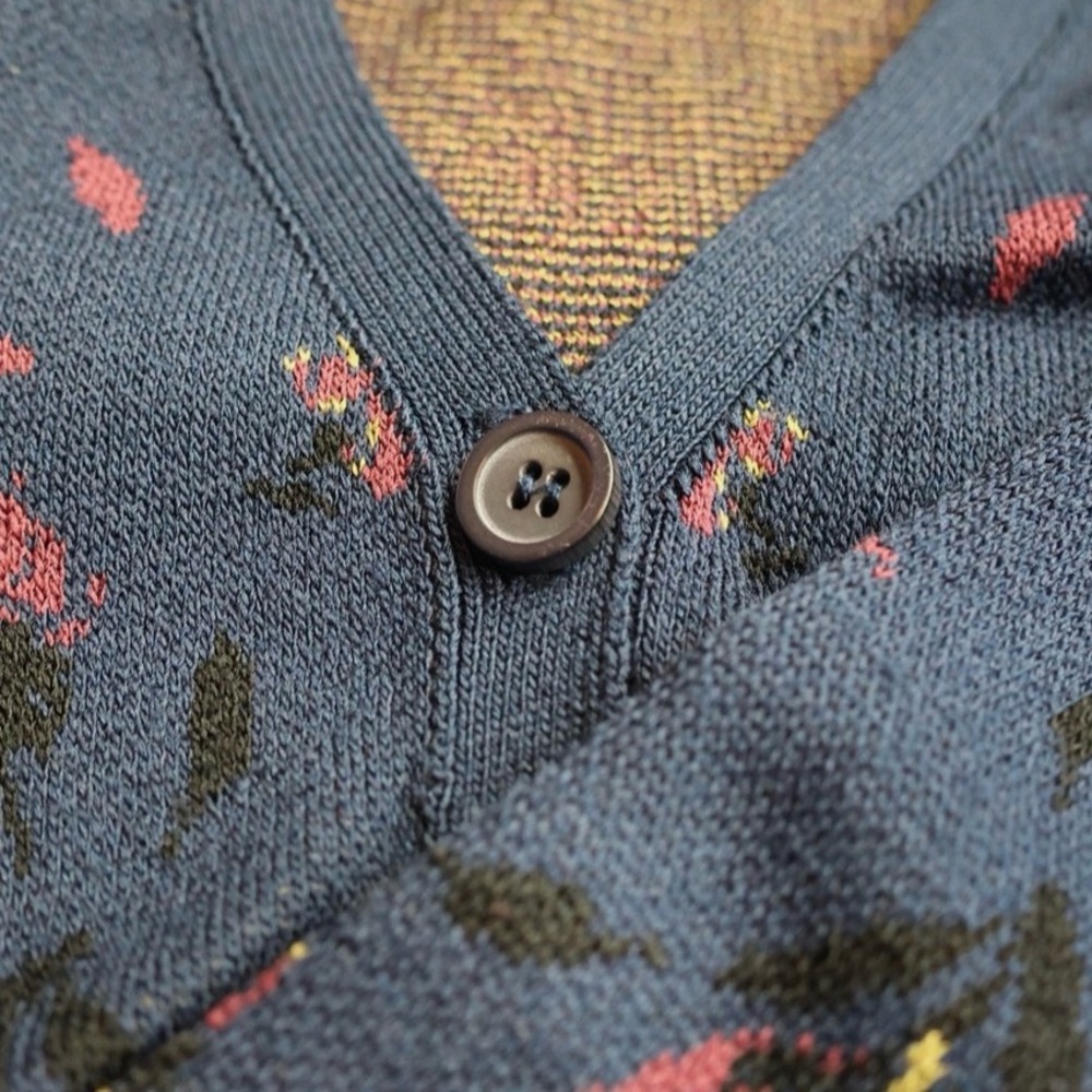 Zara Floral Knit Cropped Cardigan V Neck Button Front Colorful Chic Blue Small - Picture 5 of 15